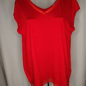 Marled Bright Red Short Sleeve Top